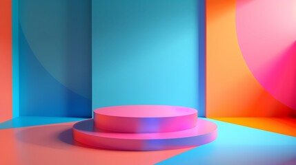 colorful background geometric shape abstract still life scene empty product stand podium in the room corner