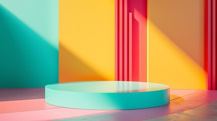 colorful background geometric shape abstract still life scene empty product stand podium in the room corner