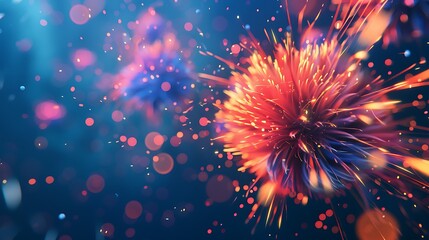 Fototapeta premium Colorful Fireworks on blue background