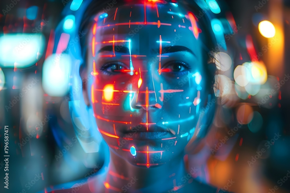 Aufkleber quantum computing advances understanding human emotions on a deeper level in neon. concept quantum c