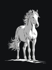 A mesmerizing ink horse art  that masterful vector art