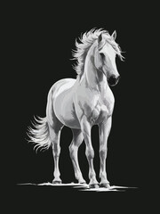 A mesmerizing ink horse art  that masterful vector art