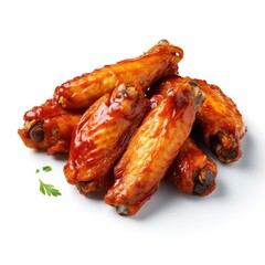 Spicy buffalo chicken wings isolated on white background, wings with buffalo sauce