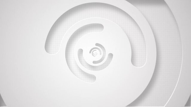 Elegant clean white abstract technology background with gently rotating semicircle shapes. This stylish minimalist geometric background is full HD and a seamless loop.