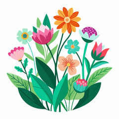 blooming plants with blossom Vector, solid white background (6)