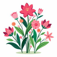 blooming plants with blossom Vector, solid white background (11)