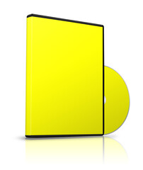 DVD box blank template yellow for presentation layouts and design. 3D rendering.