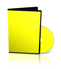 DVD box blank template yellow for presentation layouts and design. 3D rendering.