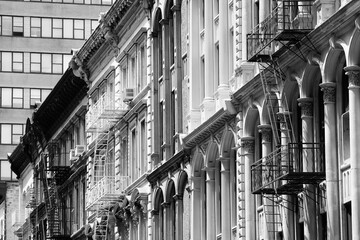 New York. Landmarks of NYC. Black and white retro filter photo.
