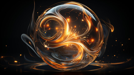Abstract Glowing Swirls and Orbs on Dark Background