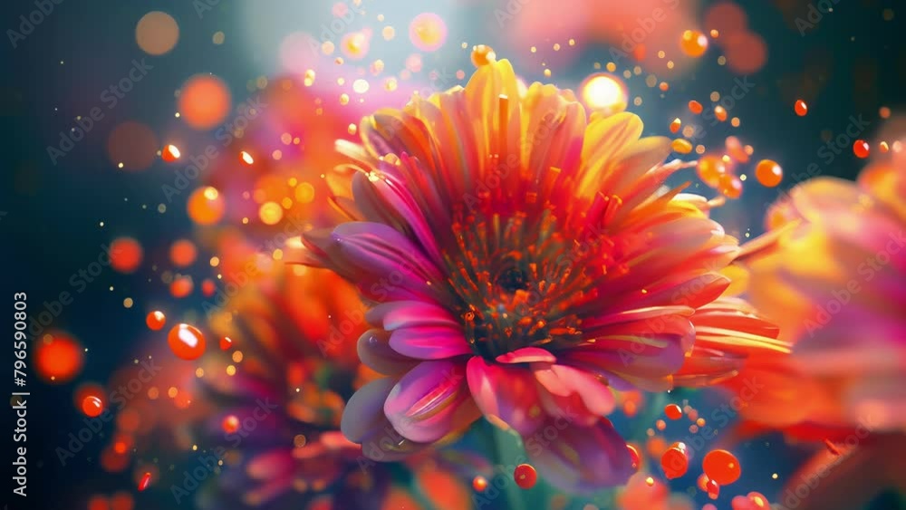 Poster watch as vibrant petals burst open in a dazzling display of color and light in this colorful flower 