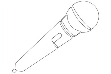 Microphone continuous one line drawing of outline vector illustration