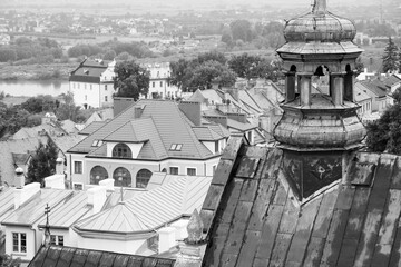 Sandomierz, Poland. Landmarks of Poland. Black and white retro filter photo.