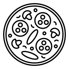 Mushroom pizza line icon. Back line pizza on white background. Vector illustration EPS 10