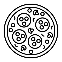 Mushroom pizza line icon. Back line pizza on white background. Vector illustration EPS 10