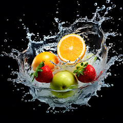 fresh colorful fruit falls, ai-generatet