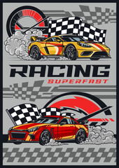 Street racing vintage poster colorful