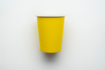 paper coffee cup with color background and Minimalistic concept