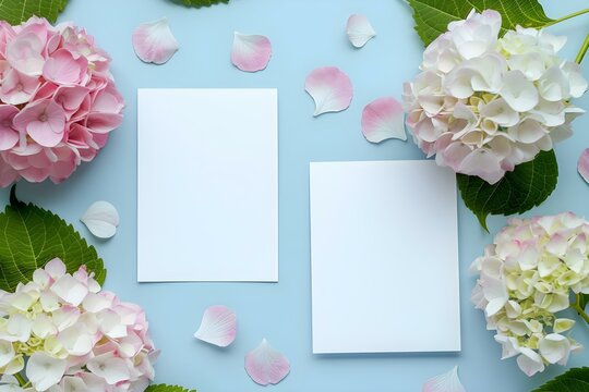 Elegant White Postcard Mockup with Minimalist Floral Design for Customized Messages. Concept White Postcard Mockup, Minimalist Floral Design, Custom Messages, Elegant, Customization