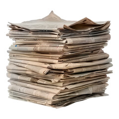Stack of newspaper isolated on transparent background