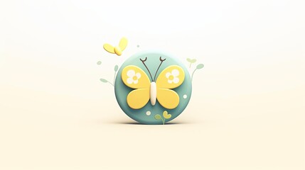 Clipart of a tiny butterfly perched on a daisy, rendered in delightful watercolor shades, focusing on intricate wing designs and a cheerful demeanor, white background