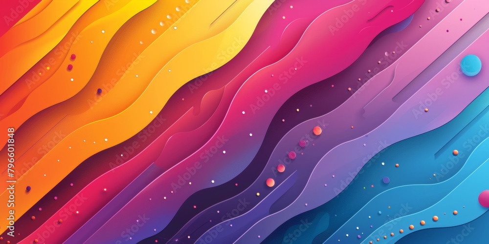 Poster a colorful, abstract background with a rainbow of colors and a few dots