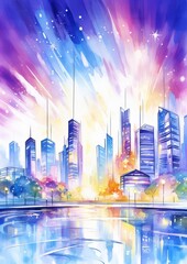Sleek futuristic cityscape with radiant light trails and highgloss surfaces, free of smudges, dust, or blurs, crystalclear resolution