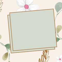 background with frame and flowers