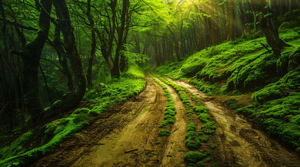 Amazing fresh bright green forests of Asia