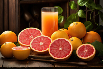 juice of red Sicilian orange  in a large glass