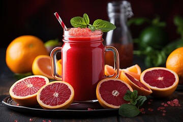 juice of red Sicilian orange  in  glass