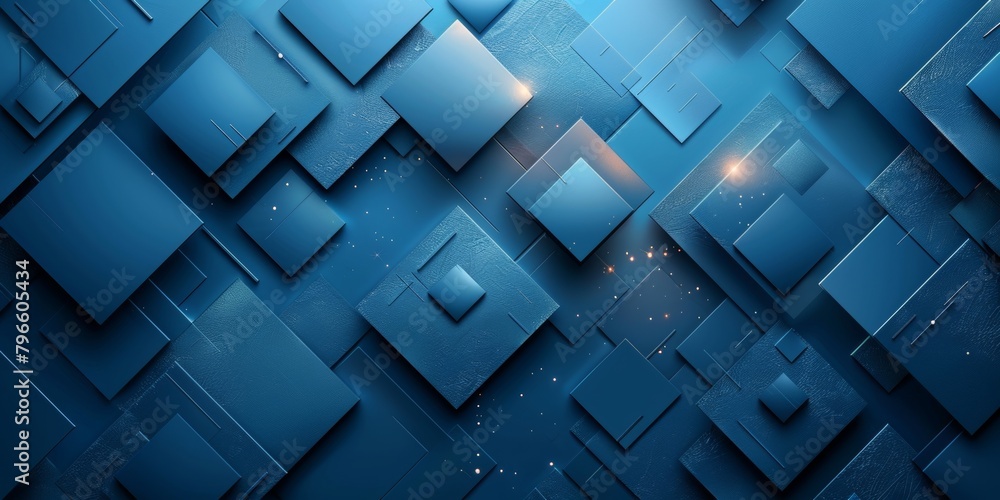Sticker a blue background with squares of different sizes
