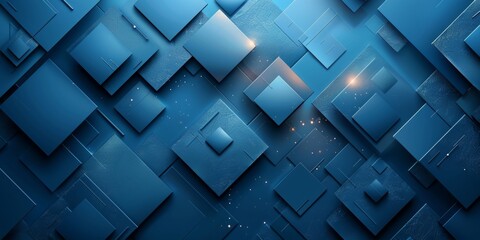 A blue background with squares of different sizes