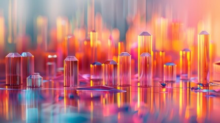 Obraz premium 3D render of a futuristic city made of glass and light.