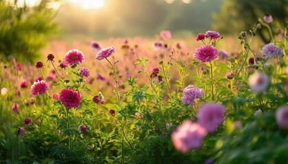  view of beautiful flower plants in the morning