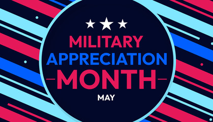 May is celebrated as Military Appreciation Month in the United States of America every year, patriotic background design.
