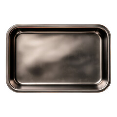 Steel rectangular tray isolated on transparent background