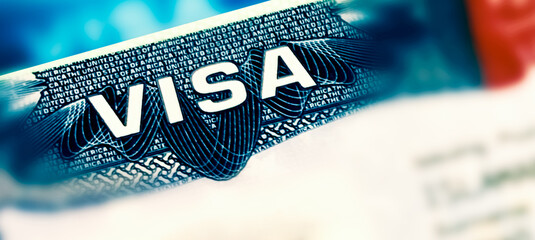 Visa concept background wallpaper with focused on typography, USA visa backdrop