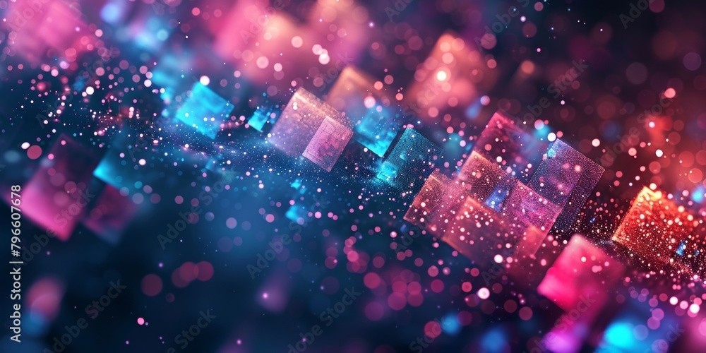 Wall mural a colorful image of a cityscape with many small squares of different colors