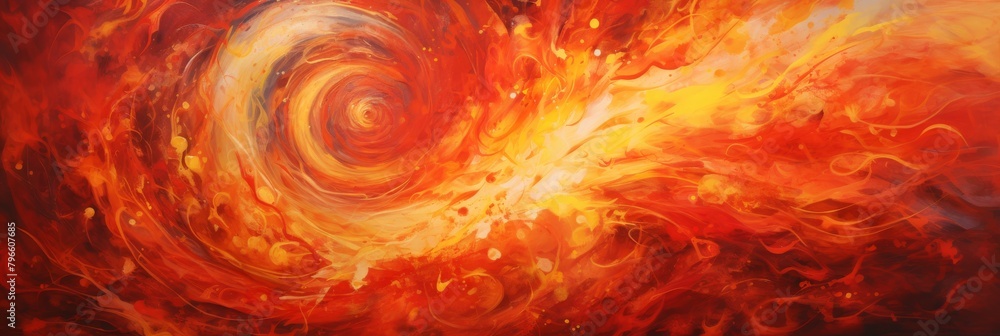 Poster fiery swirl of orange and red in abstract art representation. abstract painting background. generati