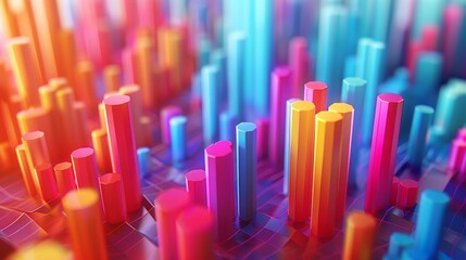 3D rendering of colorful glossy hexagons