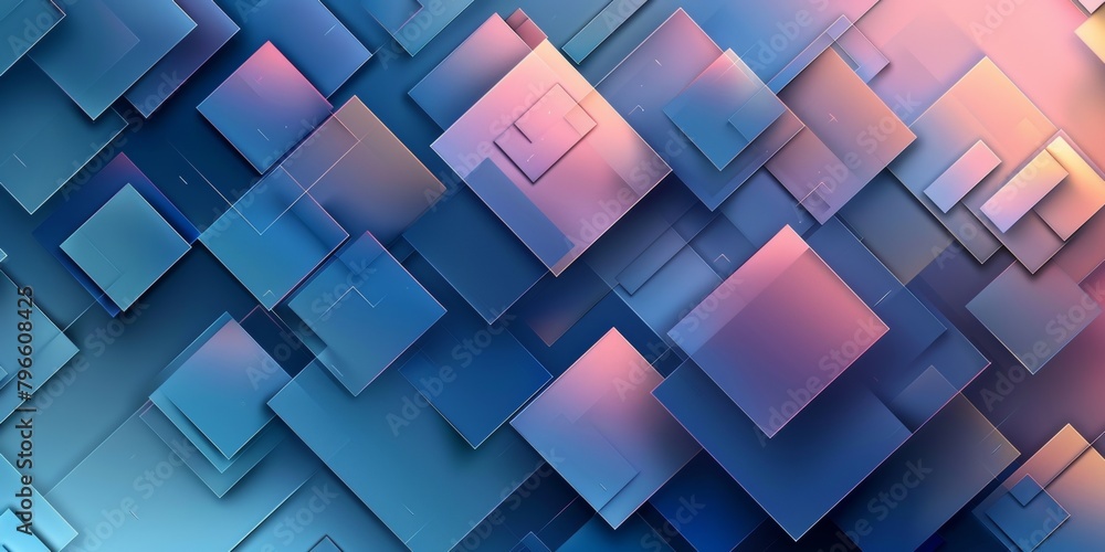 Canvas Prints a blue and pink background with squares of different sizes