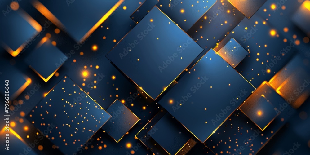 Wall mural a blue and orange background with squares of different sizes