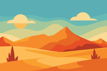 Desert landscape background vector design
