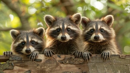 Watch as a group of mischievous raccoons explore a backyard in this charming 4K wallpaper. Their curious nature and masked faces add a touch of intrigue.