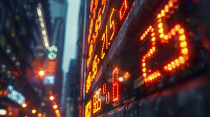 A close up of a stock ticker showing the numbers going up and down.