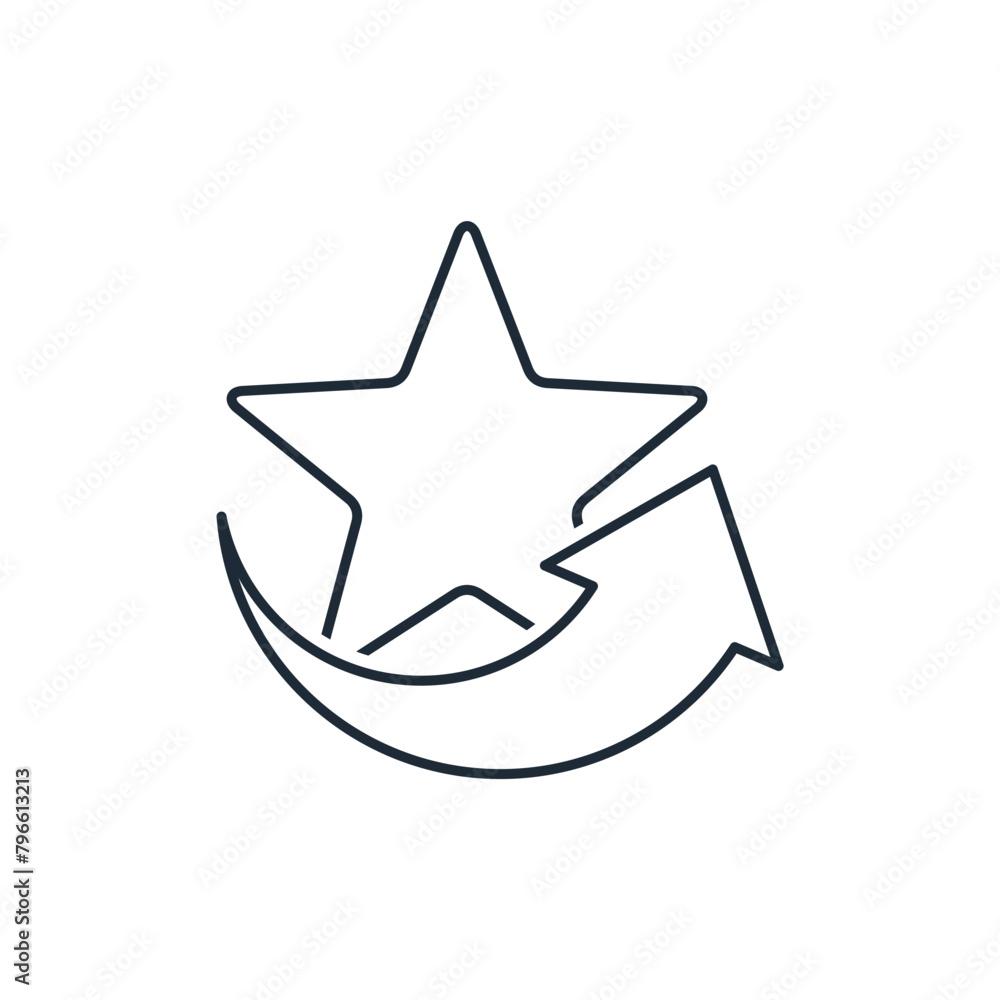 Poster a star with an up arrow. direction of success. new quality level. vector linear icon isolated on whi