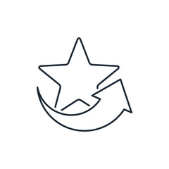 Obraz premium A star with an up arrow. Direction of success. New quality level. Vector linear icon isolated on white background.