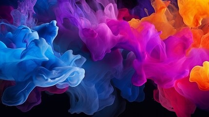 Obraz premium Splash of color paint, water or smoke on dark background, abstract pattern.