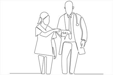  Continuous one line art drawing of doctors team vector doctor day